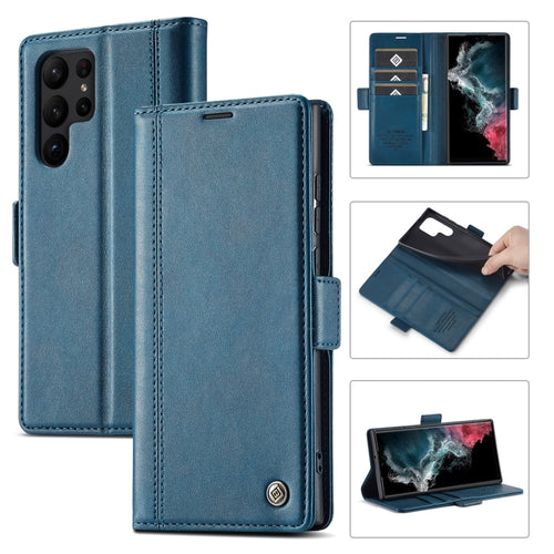 For Samsung Galaxy S24 Ultra LC.IMEEKE Skin-friendly Card Slots Leather Phone Case(Blue) - HoMEdemic™ 