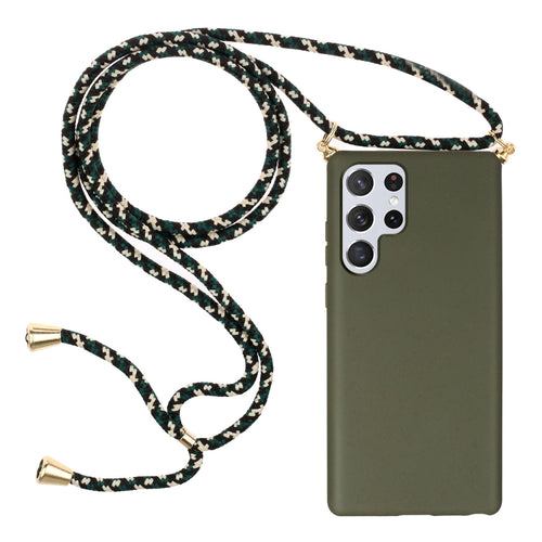 For Samsung Galaxy S24 Ultra 5G Wheat Straw Material + TPU Phone Case with Lanyard(Army Green) - HoMEdemic™ 