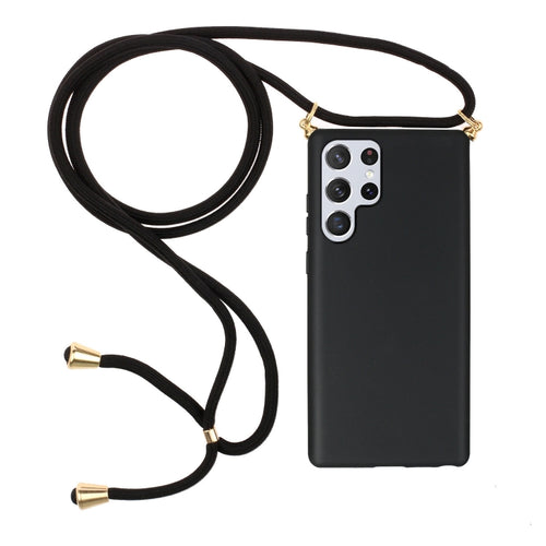 For Samsung Galaxy S24 Ultra 5G Wheat Straw Material + TPU Phone Case with Lanyard(Black) - HoMEdemic™ 