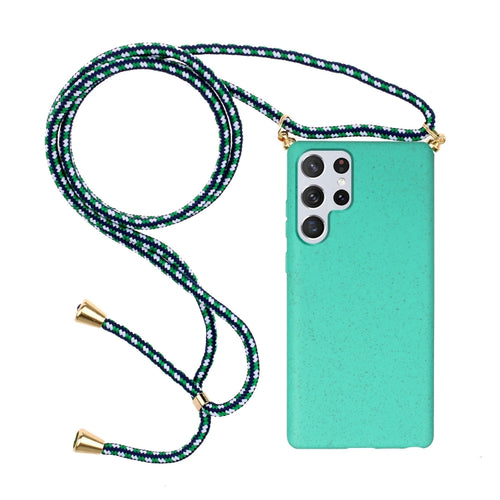 For Samsung Galaxy S24 Ultra 5G Wheat Straw Material + TPU Phone Case with Lanyard(Green) - HoMEdemic™ 