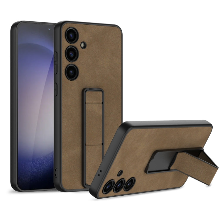 For Samsung Galaxy S24 5G GKK Skin Feel Frosted Leather Fold Holder Phone Case(Brown) - HoMEdemic™ 