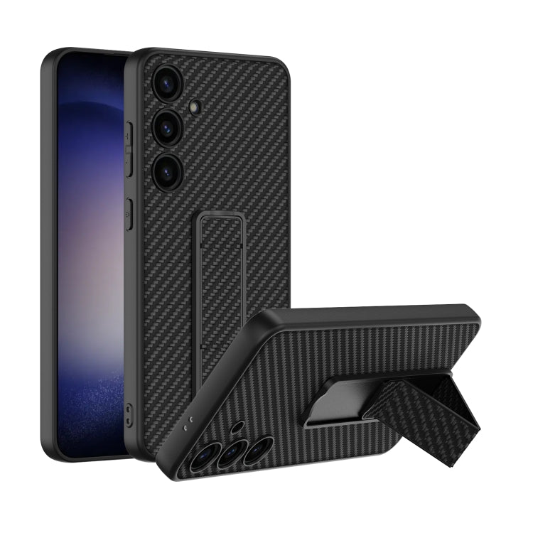 For Samsung Galaxy S24 5G GKK Skin Feel Leather Fold Holder Phone Case(Carbon Fiber Texture) - HoMEdemic™ 