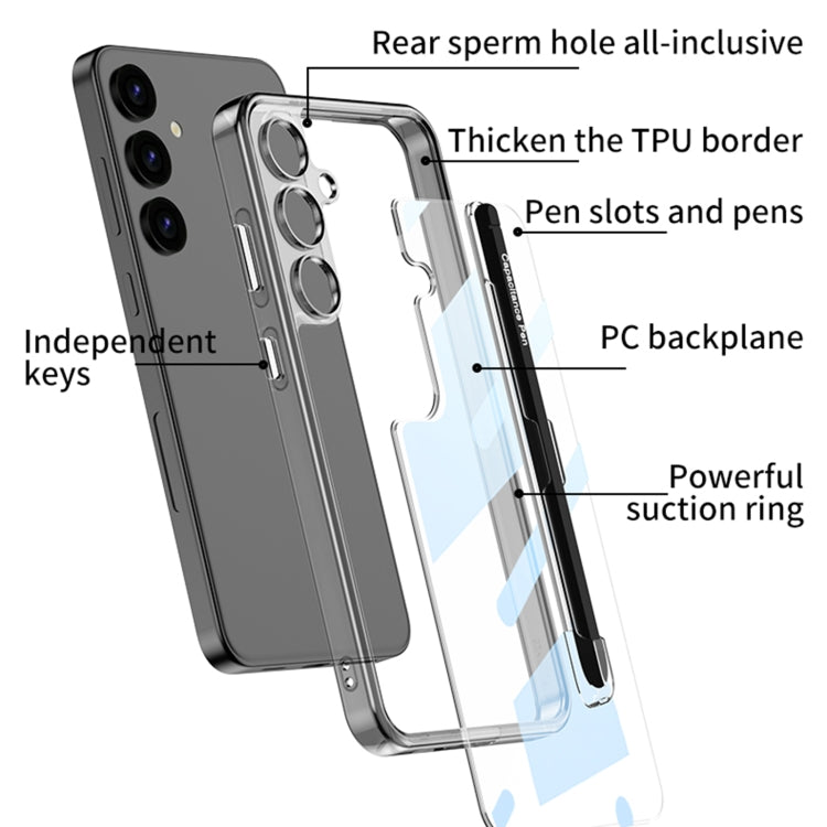 For Samsung Galaxy S24 5G GKK Space Frame Transparent PC + TPU Phone Case with Pen(Transparent Black) - HoMEdemic™ 