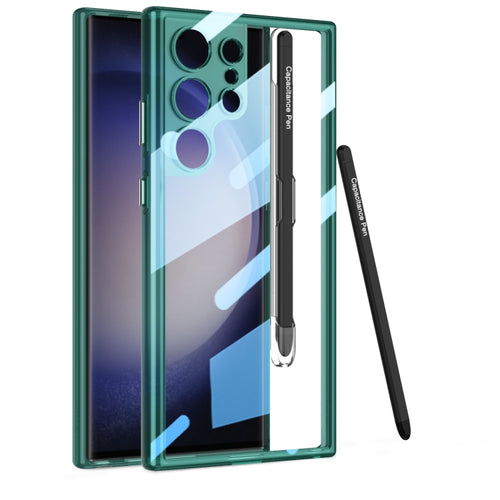 For Samsung Galaxy S24 Ultra 5G GKK Space Frame Transparent PC + TPU Phone Case with Pen(Transparent Green) - HoMEdemic™ 