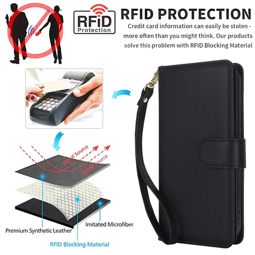 For Samsung Galaxy S24 Ultra 5G Multi-Card Wallet RFID Leather Phone Case(Black) - HoMEdemic™ 