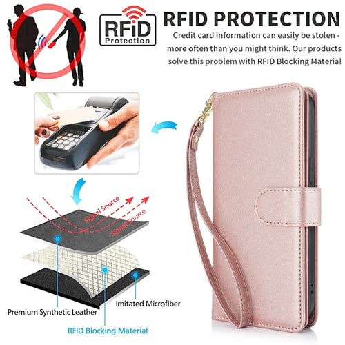 For Samsung Galaxy S24 Ultra 5G Multi-Card Wallet RFID Leather Phone Case(Rose Gold) - HoMEdemic™ 