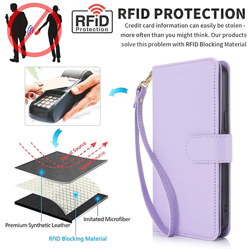 For Samsung Galaxy S24 Ultra 5G Multi-Card Wallet RFID Leather Phone Case(Light Purple) - HoMEdemic™ 