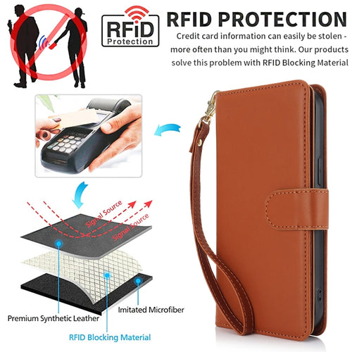 For Samsung Galaxy S24 Ultra 5G Multi-Card Wallet RFID Leather Phone Case(Brown) - HoMEdemic™ 