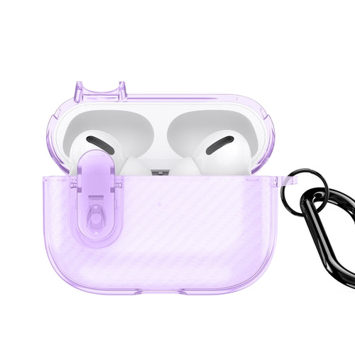 For AirPods Pro DUX DUCIS PECK Series Split Transparent Carbon Fiber Earphone Case(Purple) - HoMEdemic™ 