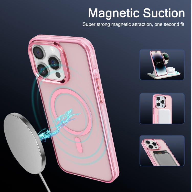 For iPhone 15 Pro Electroplated IMD Magsafe PC Hybrid TPU Phone Case(Pink) - HoMEdemic™ 