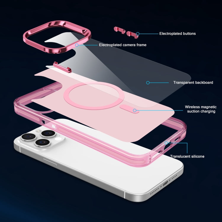 For iPhone 15 Pro Electroplated IMD Magsafe PC Hybrid TPU Phone Case(Pink) - HoMEdemic™ 