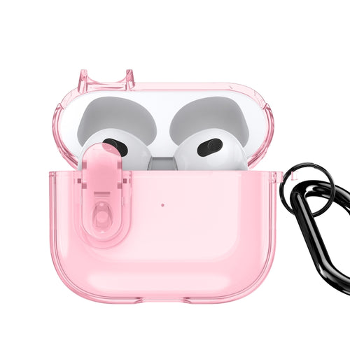 For AirPods 3 DUX DUCIS PECL Series Split Transparent Earphone Case with Hook(Pink) - HoMEdemic™ 