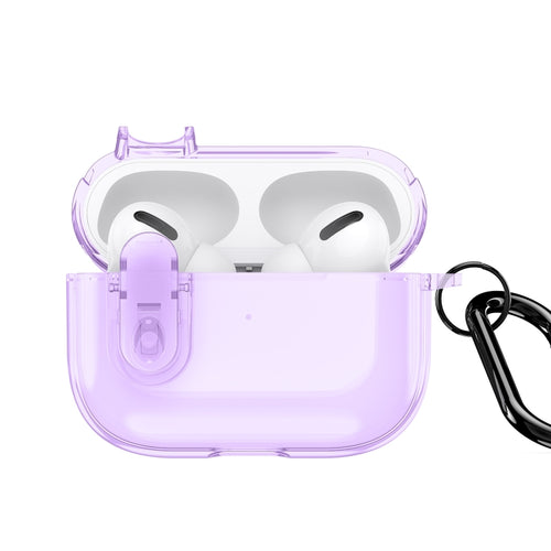 For AirPods Pro DUX DUCIS PECL Series Split Transparent Earphone Case with Hook(Purple) - HoMEdemic™ 