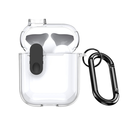 For AirPods 1/2 DUX DUCIS PECL Series Split Transparent Earphone Case with Hook(Transparent Black) - HoMEdemic™ 