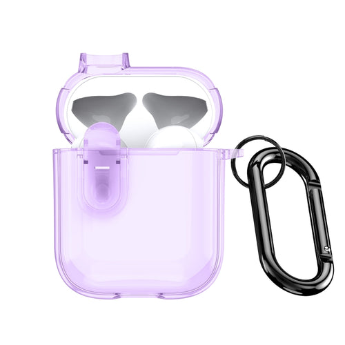 For AirPods 1/2 DUX DUCIS PECL Series Split Transparent Earphone Case with Hook(Purple) - HoMEdemic™ 