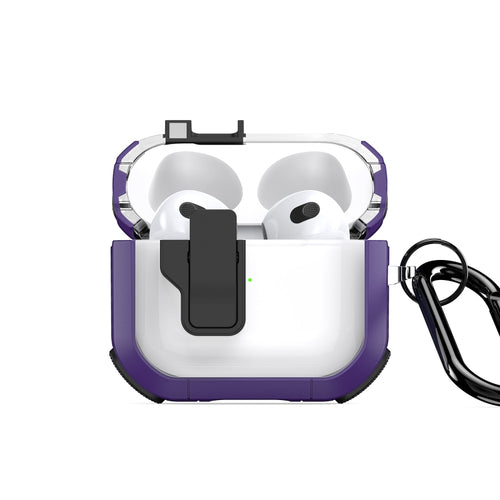 For AirPods 3 DUX DUCIS PECN Series Split Two-color Transparent Earphone Case with Hook(Purple Black) - HoMEdemic™ 