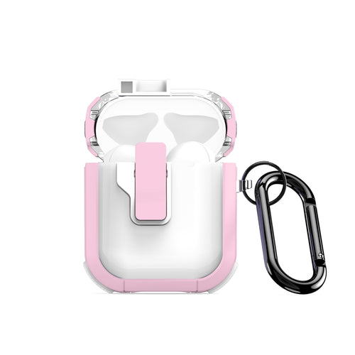 For AirPods 1/2 DUX DUCIS PECN Series Split Two-color Transparent Earphone Case with Hook(Pink White) - HoMEdemic™ 