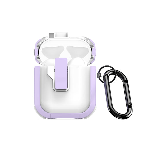 For AirPods 1/2 DUX DUCIS PECN Series Split Two-color Transparent Earphone Case with Hook(Purple White) - HoMEdemic™ 