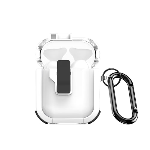 For AirPods 1/2 DUX DUCIS PECN Series Split Two-color Transparent Earphone Case with Hook(White Black) - HoMEdemic™ 