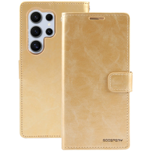 For Samsung Galaxy S24 Ultra 5G GOOSPERY BLUE MOON Crazy Horse Texture Leather Phone Case(Gold) - HoMEdemic™ 