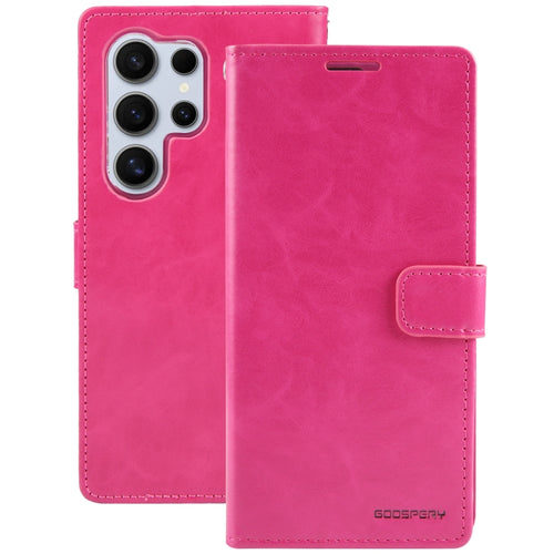 For Samsung Galaxy S24 Ultra 5G GOOSPERY BLUE MOON Crazy Horse Texture Leather Phone Case(Rose Red) - HoMEdemic™ 