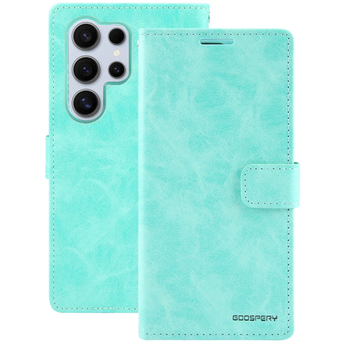 For Samsung Galaxy S24 Ultra 5G GOOSPERY BLUE MOON Crazy Horse Texture Leather Phone Case(Mint Green) - HoMEdemic™ 