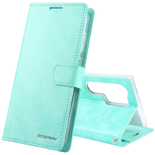 For Samsung Galaxy S24 Ultra 5G GOOSPERY BLUE MOON Crazy Horse Texture Leather Phone Case(Mint Green) - HoMEdemic™ 