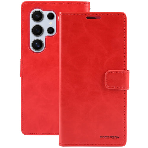 For Samsung Galaxy S24 Ultra 5G GOOSPERY BLUE MOON Crazy Horse Texture Leather Phone Case(Red) - HoMEdemic™ 