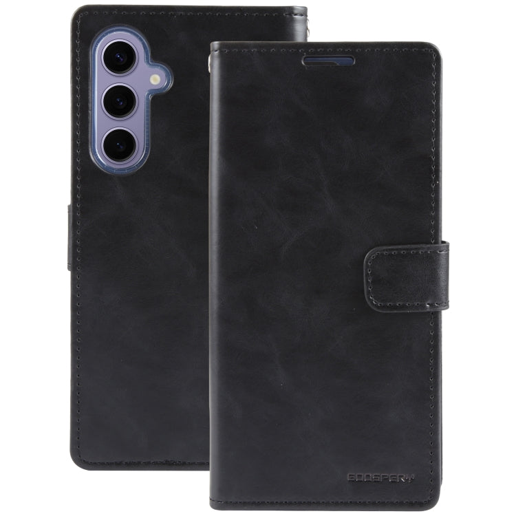 For Samsung Galaxy S24 5G GOOSPERY BLUE MOON Crazy Horse Texture Leather Phone Case(Black) - HoMEdemic™ 