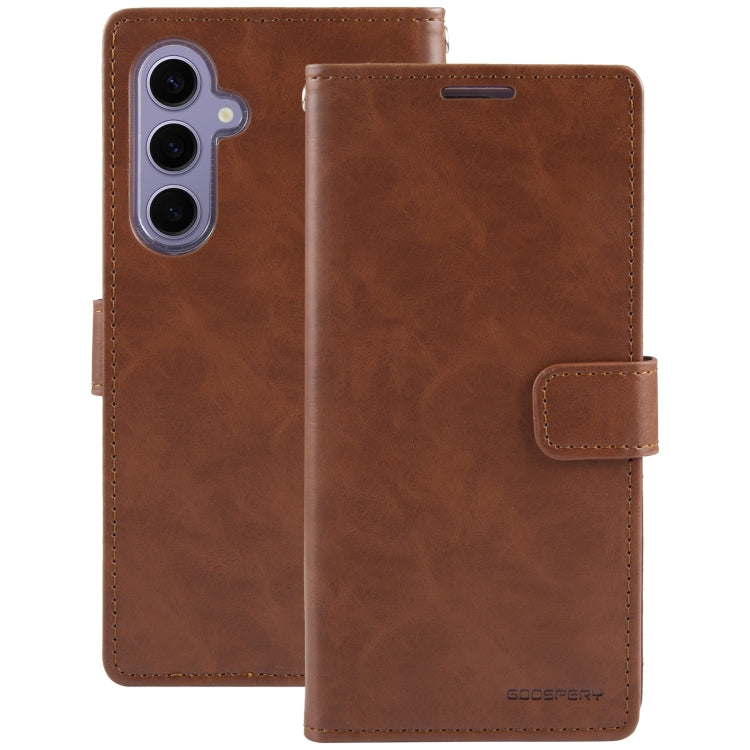 For Samsung Galaxy S24 5G GOOSPERY BLUE MOON Crazy Horse Texture Leather Phone Case(Brown) - HoMEdemic™ 