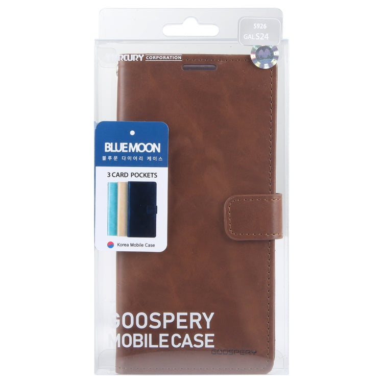 For Samsung Galaxy S24 5G GOOSPERY BLUE MOON Crazy Horse Texture Leather Phone Case(Brown) - HoMEdemic™ 