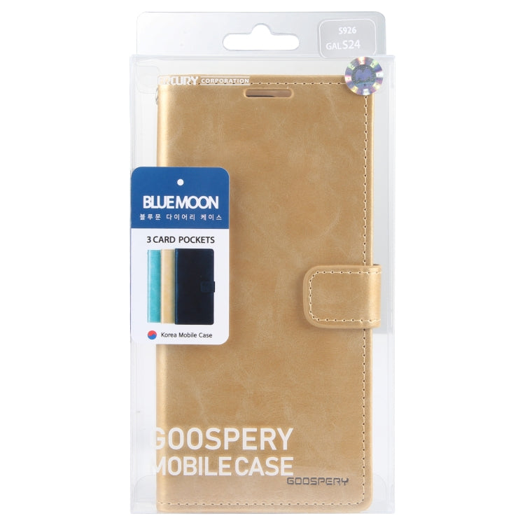For Samsung Galaxy S24 5G GOOSPERY BLUE MOON Crazy Horse Texture Leather Phone Case(Gold) - HoMEdemic™ 