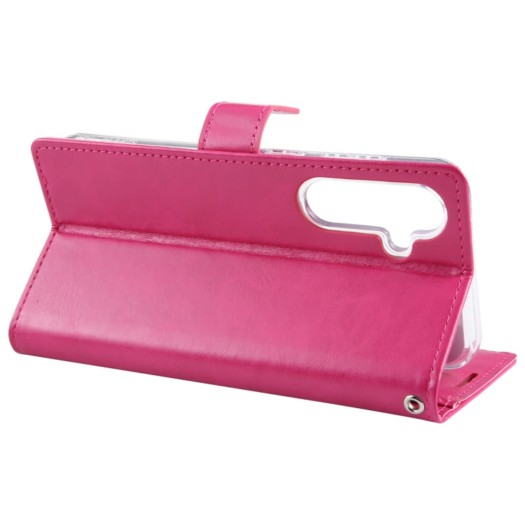 For Samsung Galaxy S24 5G GOOSPERY BLUE MOON Crazy Horse Texture Leather Phone Case(Rose Red) - HoMEdemic™ 