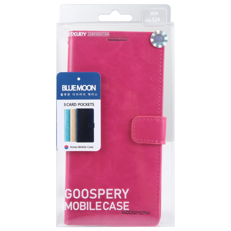 For Samsung Galaxy S24 5G GOOSPERY BLUE MOON Crazy Horse Texture Leather Phone Case(Rose Red) - HoMEdemic™ 