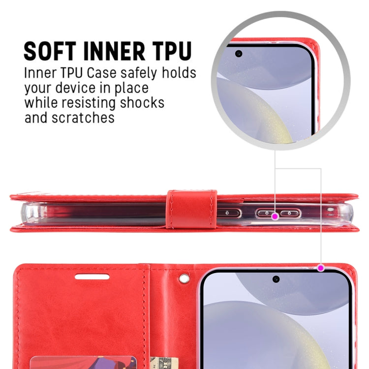 For Samsung Galaxy S24 5G GOOSPERY BLUE MOON Crazy Horse Texture Leather Phone Case(Rose Red) - HoMEdemic™ 