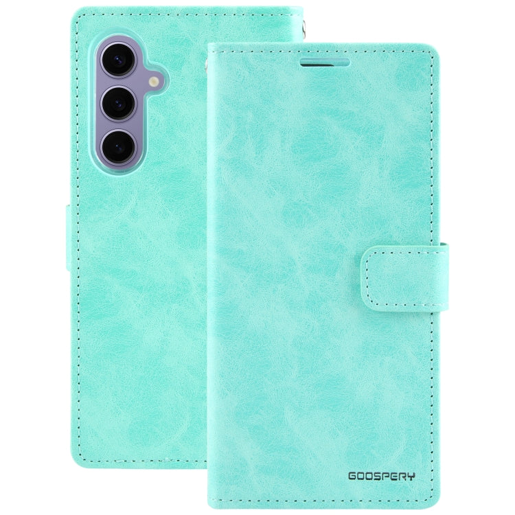 For Samsung Galaxy S24 5G GOOSPERY BLUE MOON Crazy Horse Texture Leather Phone Case(Mint Green) - HoMEdemic™ 
