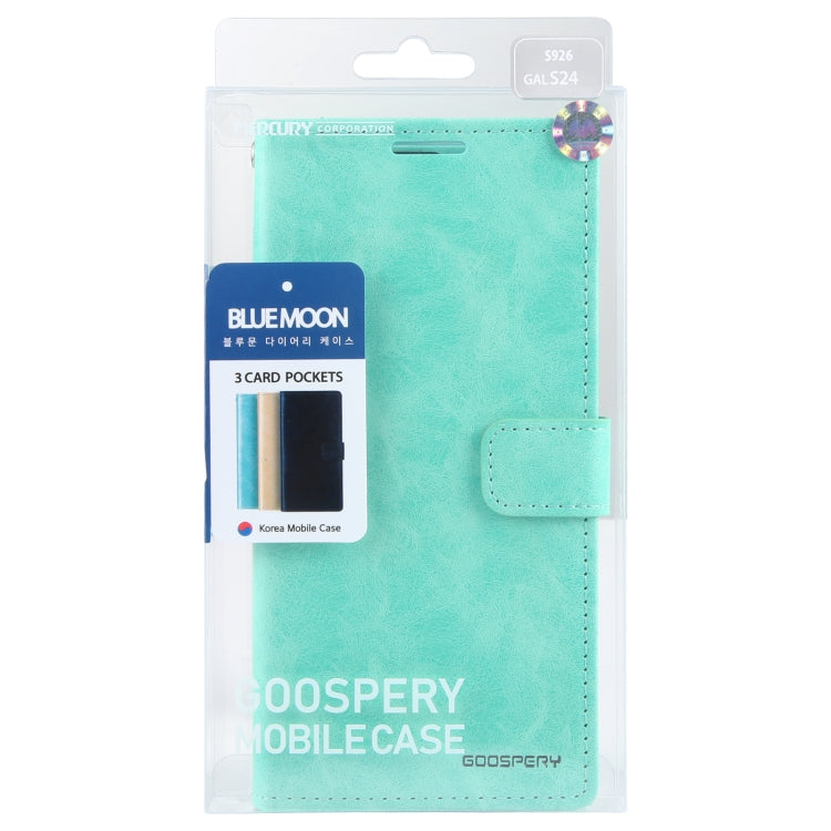 For Samsung Galaxy S24 5G GOOSPERY BLUE MOON Crazy Horse Texture Leather Phone Case(Mint Green) - HoMEdemic™ 