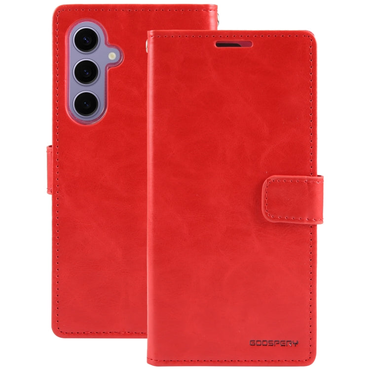 For Samsung Galaxy S24 5G GOOSPERY BLUE MOON Crazy Horse Texture Leather Phone Case(Red) - HoMEdemic™ 