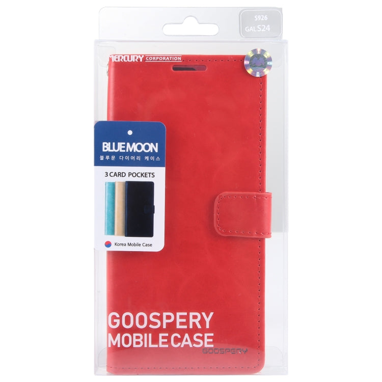 For Samsung Galaxy S24 5G GOOSPERY BLUE MOON Crazy Horse Texture Leather Phone Case(Red) - HoMEdemic™ 