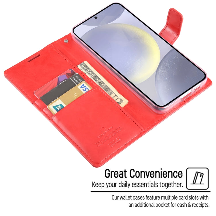 For Samsung Galaxy S24 5G GOOSPERY BLUE MOON Crazy Horse Texture Leather Phone Case(Red) - HoMEdemic™ 