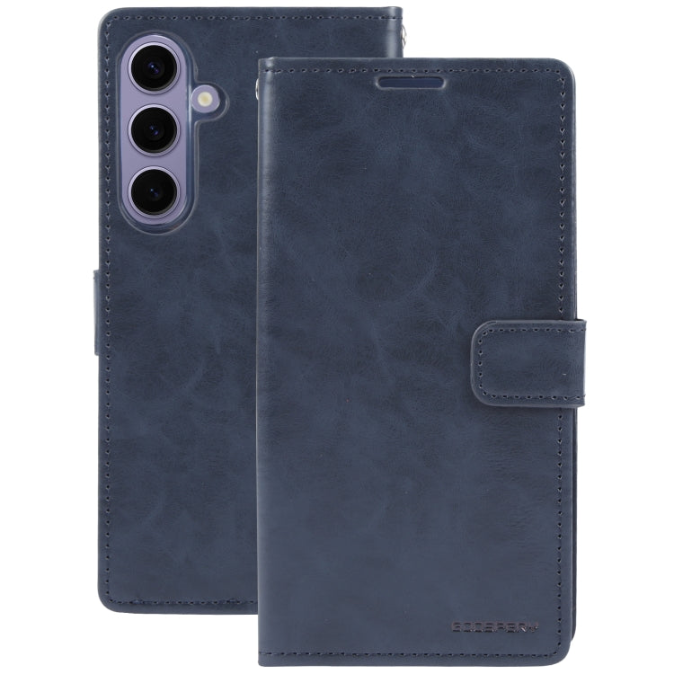 For Samsung Galaxy S24 5G GOOSPERY BLUE MOON Crazy Horse Texture Leather Phone Case(Dark Blue) - HoMEdemic™ 