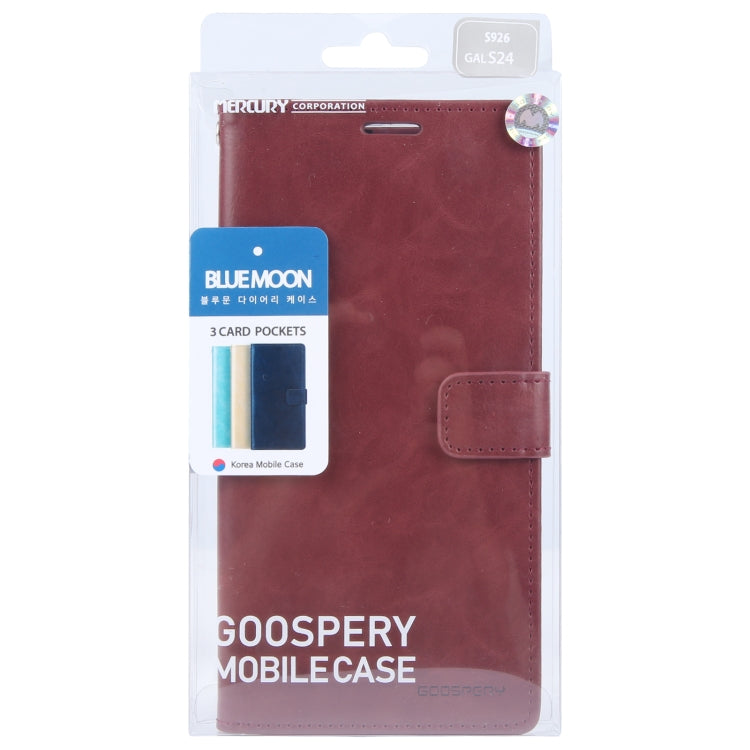 For Samsung Galaxy S24 5G GOOSPERY BLUE MOON Crazy Horse Texture Leather Phone Case(Wine Red) - HoMEdemic™ 