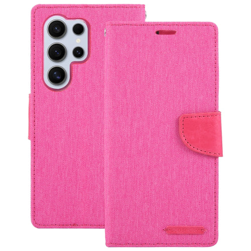 For Samsung Galaxy S24 Ultra 5G GOOSPERY CANVAS DIARY Fabric Texture Flip Leather Phone Case(Rose Red) - HoMEdemic™ 