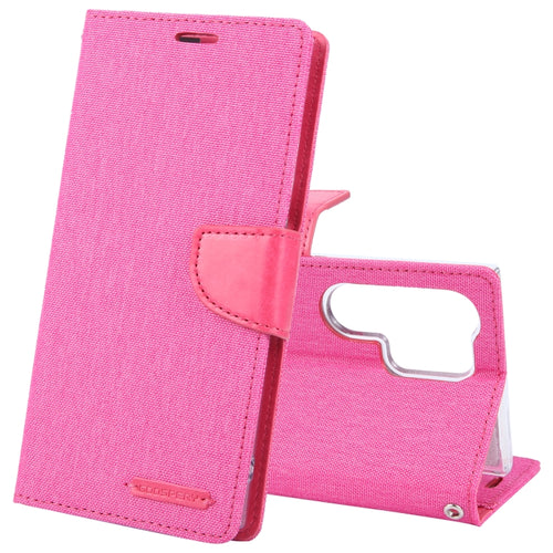 For Samsung Galaxy S24 Ultra 5G GOOSPERY CANVAS DIARY Fabric Texture Flip Leather Phone Case(Rose Red) - HoMEdemic™ 