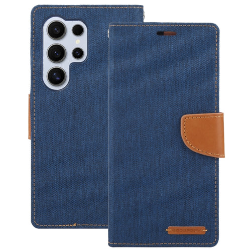 For Samsung Galaxy S24 Ultra 5G GOOSPERY CANVAS DIARY Fabric Texture Flip Leather Phone Case(Navy Blue) - HoMEdemic™ 