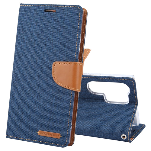 For Samsung Galaxy S24 Ultra 5G GOOSPERY CANVAS DIARY Fabric Texture Flip Leather Phone Case(Navy Blue) - HoMEdemic™ 