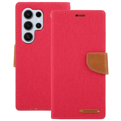 For Samsung Galaxy S24 Ultra 5G GOOSPERY CANVAS DIARY Fabric Texture Flip Leather Phone Case(Red) - HoMEdemic™ 