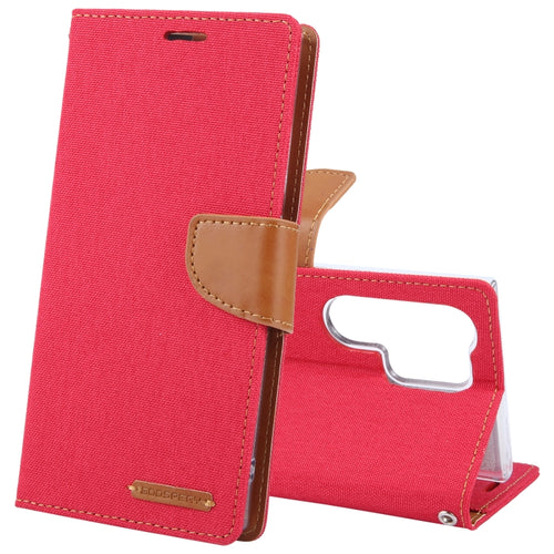 For Samsung Galaxy S24 Ultra 5G GOOSPERY CANVAS DIARY Fabric Texture Flip Leather Phone Case(Red) - HoMEdemic™ 