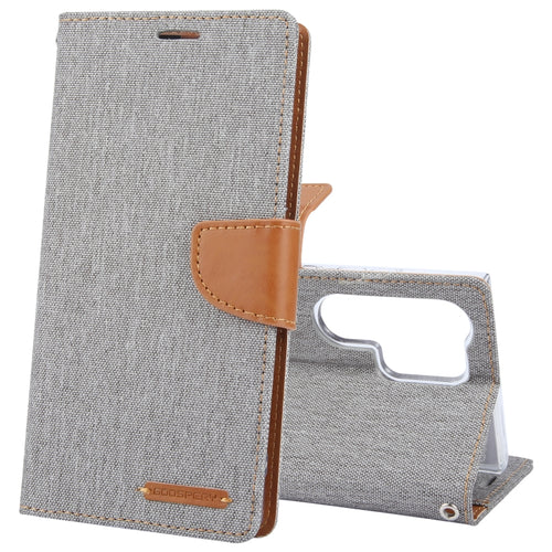 For Samsung Galaxy S24 Ultra 5G GOOSPERY CANVAS DIARY Fabric Texture Flip Leather Phone Case(Grey) - HoMEdemic™ 