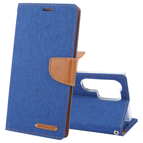 For Samsung Galaxy S24 Ultra 5G GOOSPERY CANVAS DIARY Fabric Texture Flip Leather Phone Case(Blue) - HoMEdemic™ 